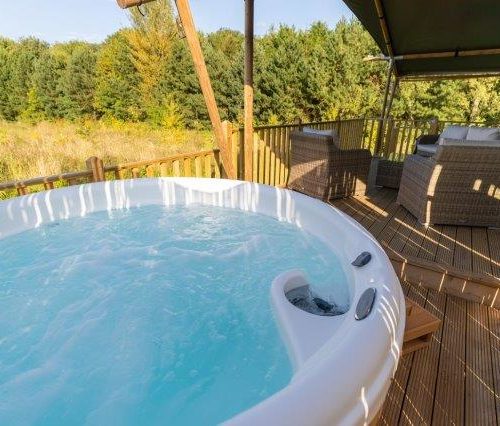 glamping lodge with hottub
